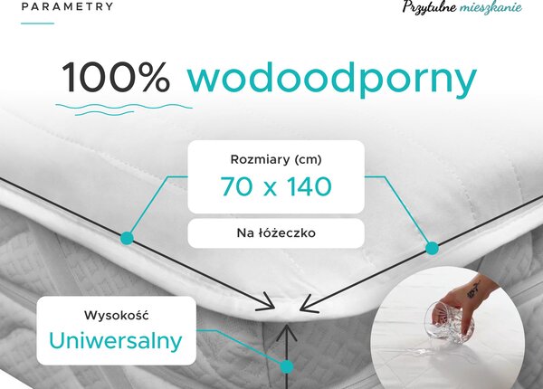 Nieprzemakalny ochraniacz na materac PIKOWANY do łóżeczka 70 x 140 cm