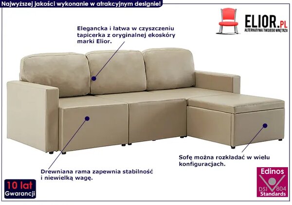 Rozkładana sofa modułowa cappuccino - Odi 4Q