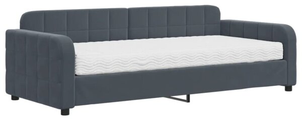 Sofa z materacem do spania, ciemnoszara, 90x200 cm, aksamit