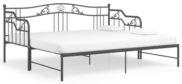 Sofa z wysuwaną ramą łóżka, czarna, metalowa, 90x200 cm