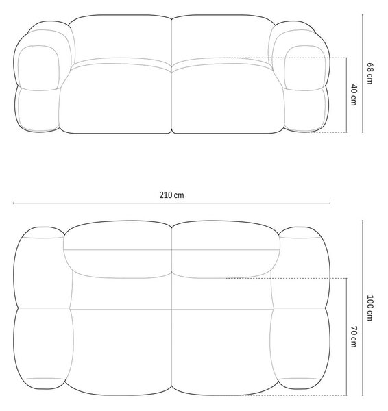 Ciemnoniebieska aksamitna sofa 210 cm Loretto – Cosmopolitan Design
