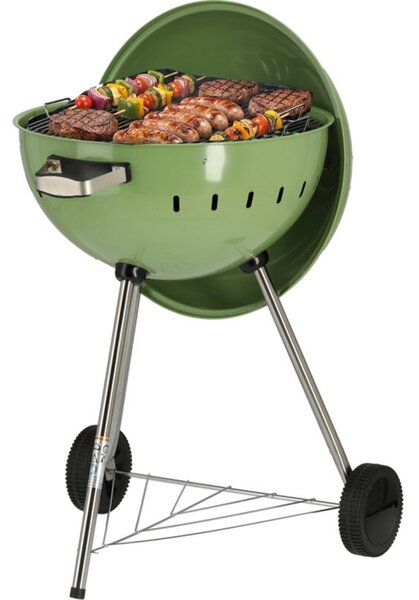 Grill ogrodowy węglowy YATO YG-20303 Zamykany, okrągły, na kółkach Zielony