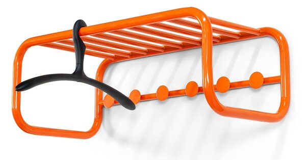 Pomarańczowy metalowy wieszak ścienny z półką 72 cm Retro – Spinder Design