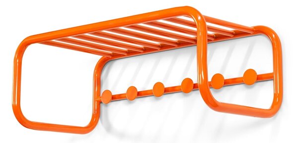 Pomarańczowy metalowy wieszak ścienny z półką 72 cm Retro – Spinder Design