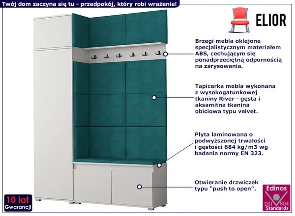 Garderoba z szafką na buty biały + butelkowa zieleń A3-B81