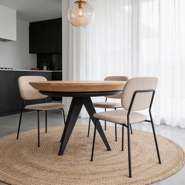 Okrągły rozkładany stół z dodatkowym blatem z blatem w dekorze dębu ø 120 cm Magnus – Windsor & Co Sofas