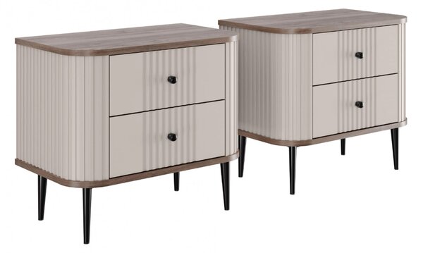 Zestaw szafek nocnych Vesper 56 cm - kaszmir / orzech / czarne nogi