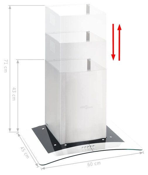Okap kuchenny LED, ścienny, stal nierdzewna, 60 cm, 756 m³/h