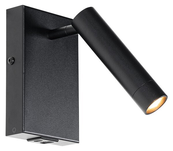 Nowoczesna lampa ścienna czarna z regulowanym USB - Croft
