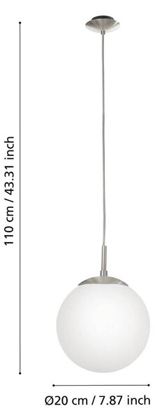 EGLO Lampa wisząca szklana Rondo, możliwość ściemniania, biały / opal, salon / jadalnia, szkło, nowoczesny