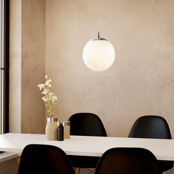 EGLO Lampa wisząca szklana Rondo, możliwość ściemniania, biały / opal, salon / jadalnia, szkło, nowoczesny