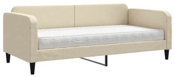 Sofa z materacem do spania, kremowa, 90x200 cm, tkanina
