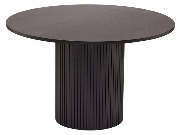 Okrągły czarny stół fornirowany dębem, 125 cm