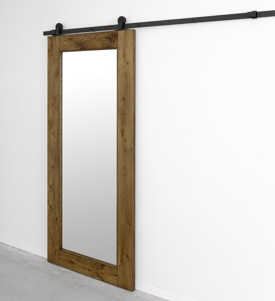 Drzwi przesuwne drewniane dębowe z lustrem MIRROR