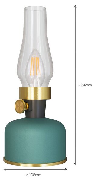 Calex Lampa stołowa LED Lavinio, zielona, ściemniana możliwość ściemniania, zielony, salon / jadalnia, aluminium