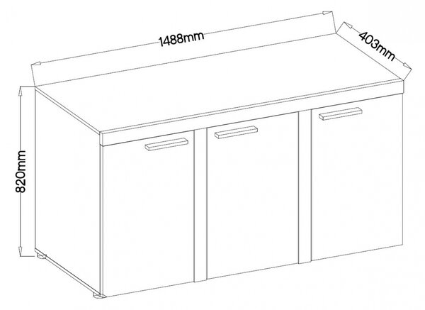 Komoda do salonu Luiza 3F - 149 cm - beton jasny - Wyprzedaż