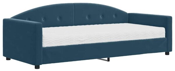 Sofa z materacem do spania, niebieska, 90x200 cm, aksamit