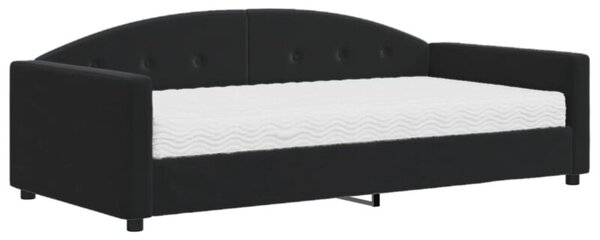 Sofa z materacem do spania, czarna, 100x200 cm, aksamit