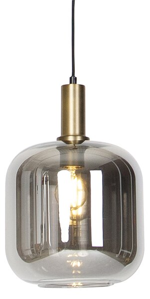 Inteligentna lampa wisząca czarna ze złotem i dymionym szkłem z WiFi G95 - Zuzanna Oswietlenie wewnetrzne