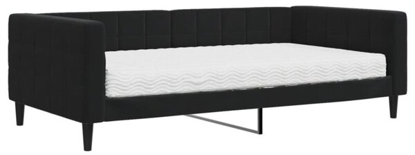 Sofa z materacem do spania, czarna, 100x200 cm, aksamit
