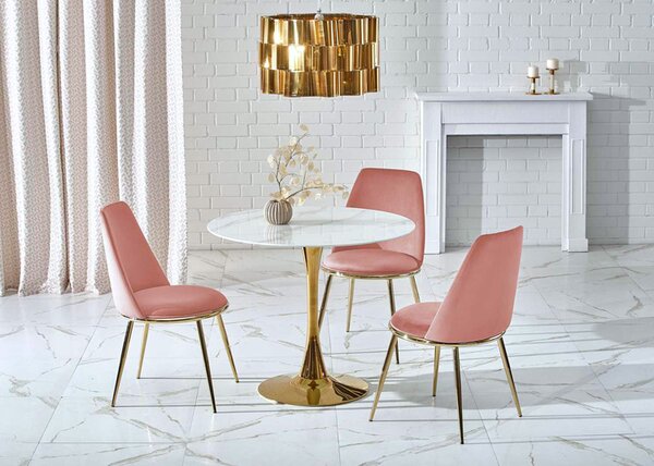 Biały okrągły stół w stylu glamour z 4 krzesłami Z7-G05