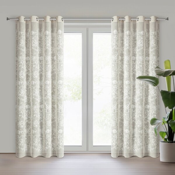 Beżowa zasłona Lily 140x250 cm z naturalnej tkaniny