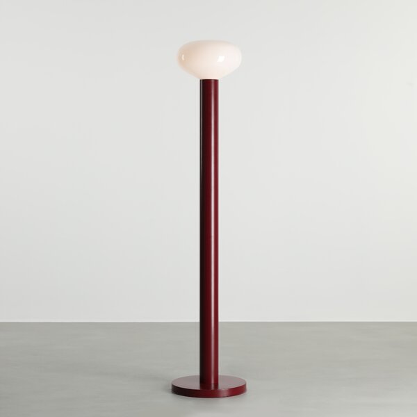 Prosta lampa podłogowa Flo Ruby z nietypowym kloszem