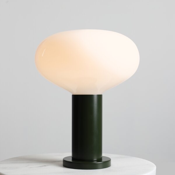 Ciemnozielona lampa stołowa z białym kloszem Flo Moss