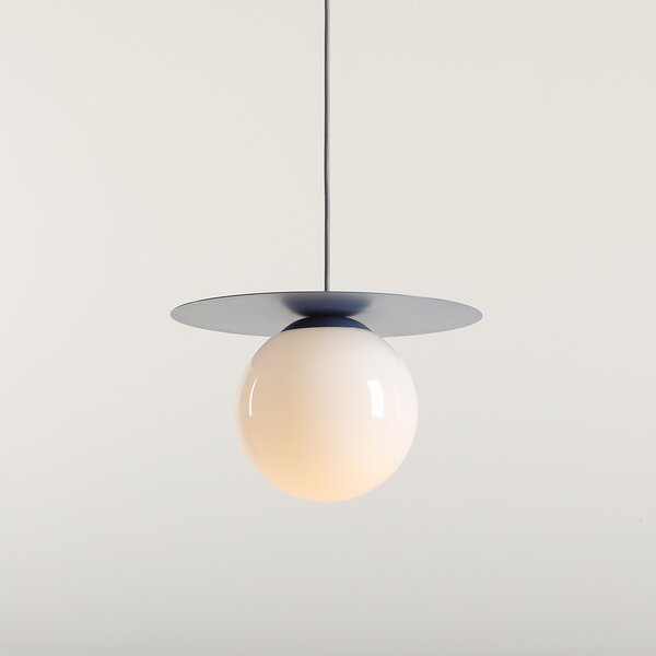 Minimalistyczna lampa wisząca Loop M ze szkła – błękit