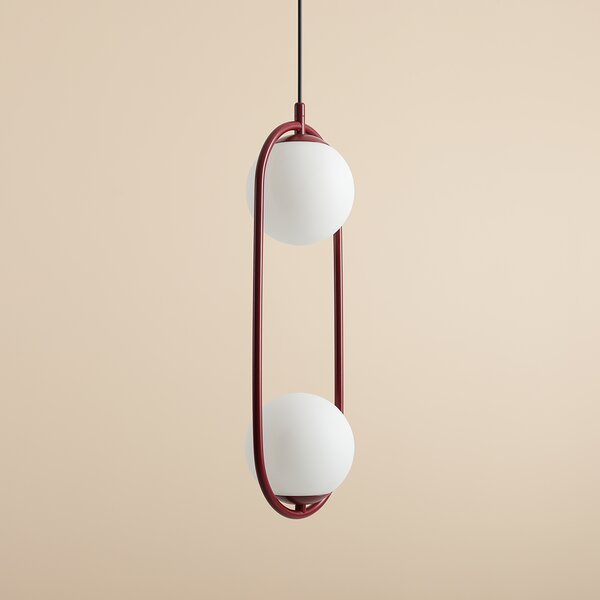 Lampa wisząca Riva 2 o intensywnym czerwonym kolorze