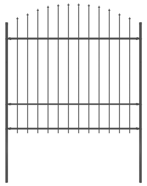 Panel ogrodzeniowy z grotami, stal, (1,5-1,75) x 1,7 m, czarny