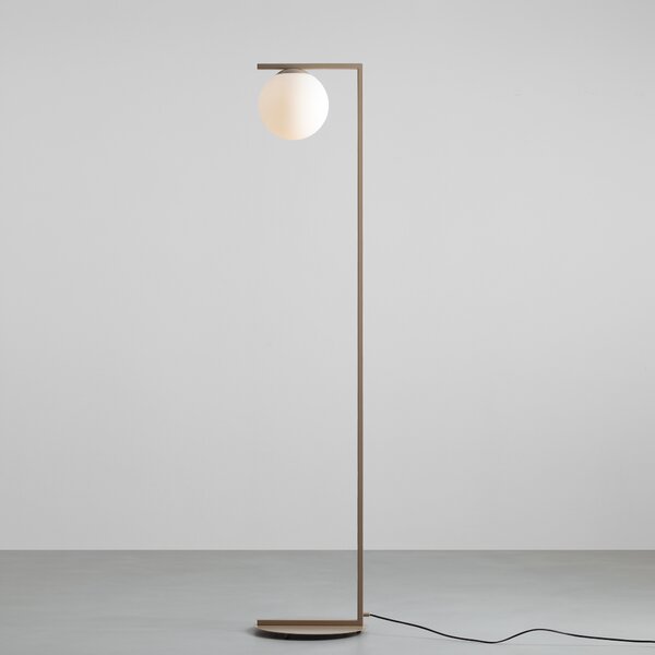Beżowa lampa podłogowa Zac o designerskim wyglądzie
