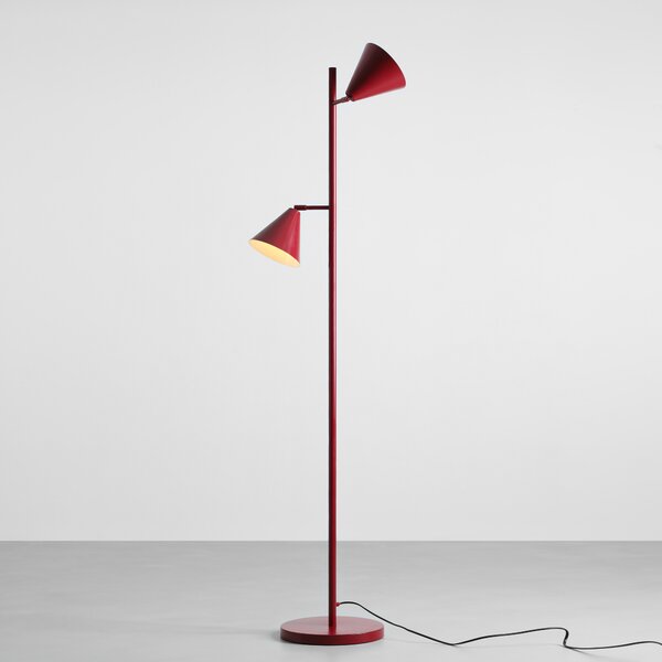 Nowoczesna lampa podłogowa Form 2 z kloszami w kształcie stożka - bordowa