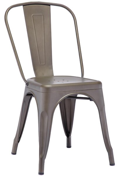 Krzesło do jadalni Duhome, metalowe, z oparciem; krzesło bistro, żelazne, do jadalni; krzesła kuchenne, możliwość układania w stos; kolor: brązowy metaliczny
