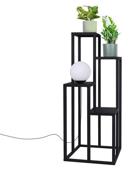 Minimalistyczny kwietnik Hibiscus z białą lampą