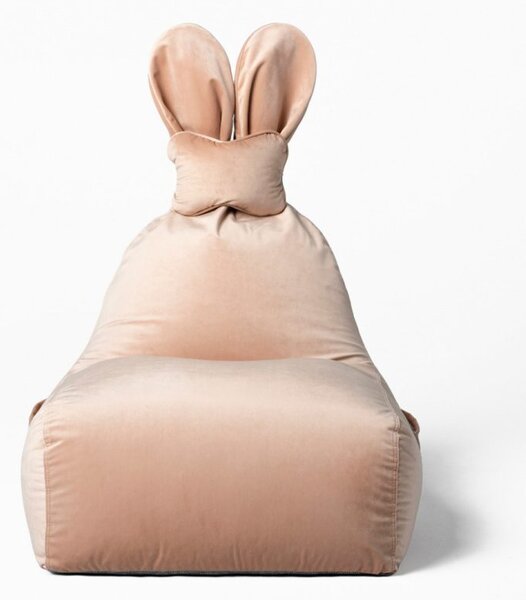 Pudrowo-różowa pufa z weluru FUNNY BUNNY