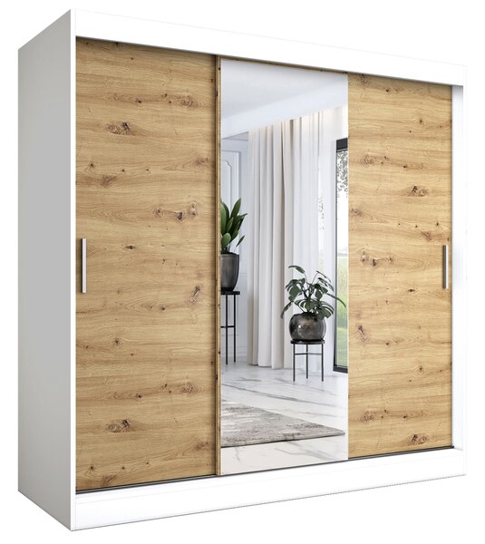 Szafa przesuwna biały + dąb artisan 200 cm M6-L02