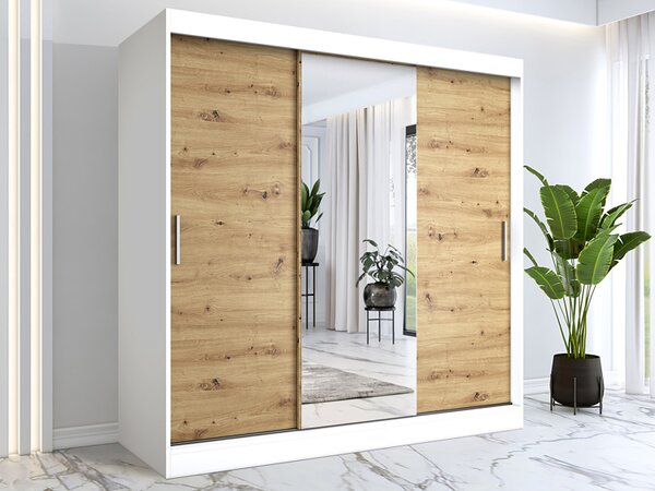 Szafa przesuwna biały + dąb artisan 200 cm M6-L02