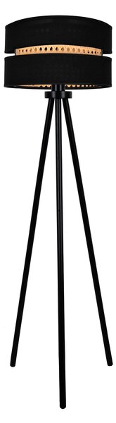 Lampa stojąca z rattanowym abażurem i metalowym stelażem DUO