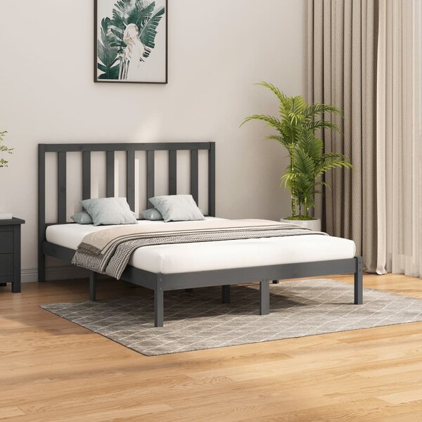 Rama łóżka, szara, lite drewno, 140x200 cm