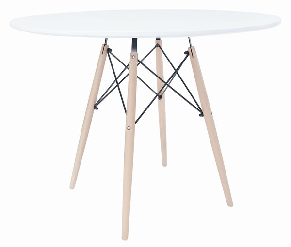 EMWOmeble Okrągły stolik w stylu skandynawskim TODI 3368 biały 100cm