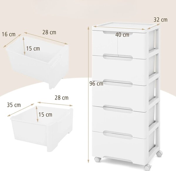 Komoda z 6 szufladami na dokumenty biała