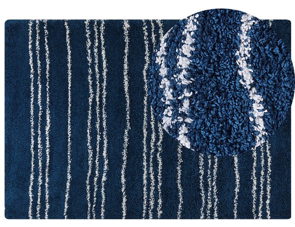 Dywan prostokątny shaggy wzór w paski 160 x 230 cm polipropylen niebieski Tashir Beliani