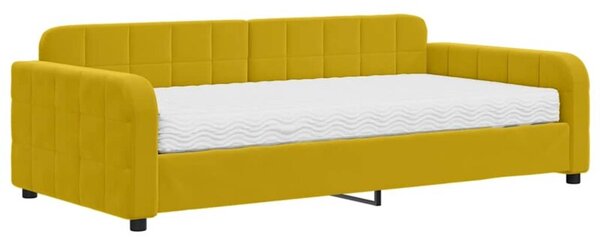 Sofa z materacem do spania, żółta, 100x200 cm, aksamit