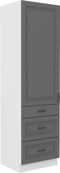 Wysoka szafka kuchenna słupek z szufladami STILO 60 DKS-210 3S 1F Szary/Biały