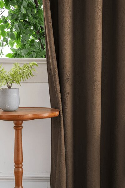 Zaciemniająca zasłona DUNES VELVET 140x250 cm, brązowa Zawieszanie: Metalowe pierścienie
