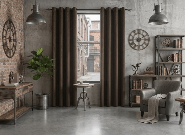 Zaciemniająca zasłona DUNES VELVET 140x250 cm, brązowa Zawieszanie: Metalowe pierścienie