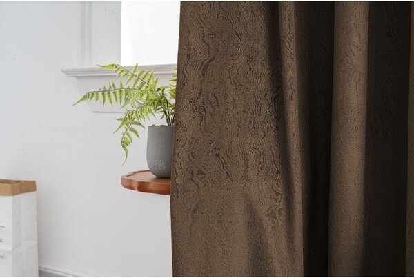 Zaciemniająca zasłona DUNES VELVET 140x250 cm, brązowa Zawieszanie: Metalowe pierścienie