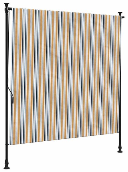 Roleta zewnętrzna, żółto-biała, 150x270 cm, tkanina i stal