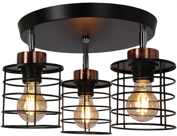 Metalowa potrójna lampa sufitowa do loftu - 4X K102 W9-D09